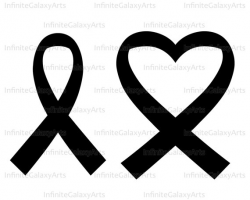 Heart Cancer Ribbon - Digital Cutting files for Silhouette Cameo and ...