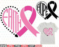 Breast Cancer Ribbon Silhouette clipart heart faith hope Pink ...