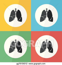 Vector Art - Lung icon ( flat design ) on different color background ...