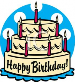 A Three Tiered Birthday Cake with Red Candles Clipart Image