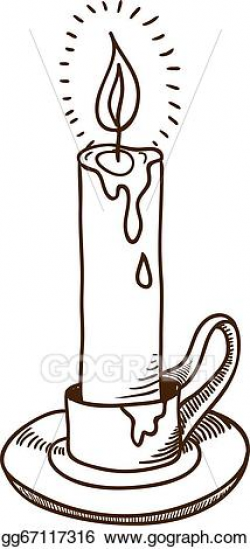 Vector Stock - Burning candle sketch. Clipart Illustration ...