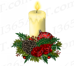 Christmas Candle Clipart, Watercolor Candle PNG Graphic