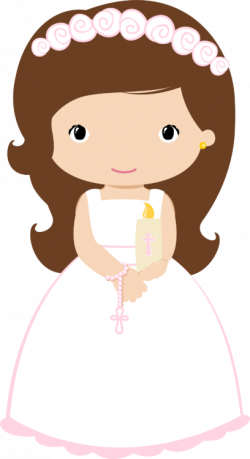 First Communion. Girl with candle and rosary | bautizos y comuniones ...