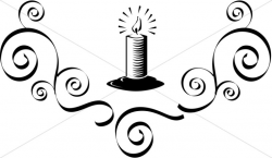 Lit Candle with Flourish | Church Candle Clipart