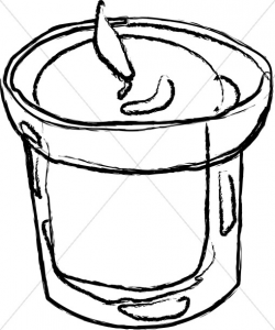 Small Candle in Outline | Church Candle Clipart