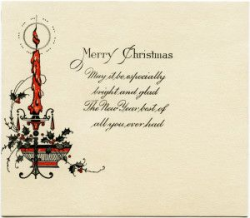 antique christmas card, vintage candle graphic, burning candle ...