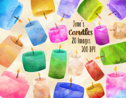 Watercolor Candles Clipart Watercolor Scented Candles