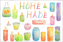 Watercolor Clipart Glowing Candles ~ Illustrations ~ Creative Market