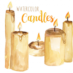 Watercolor Candles Candle Clipart Fire Clipart Holiday