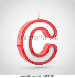 Birthday candle letter C uppercase. 3D render of cake candle font ...