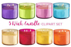 Hand Painted 3 Wick Candle Clipart Set - Rainbow - Candles - Glass Candle -  Home Decor - PNG Transparent Digital Files