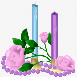 Blue Purple Candle Light Candles, Pink Roses, Purple Pearl Necklace ...