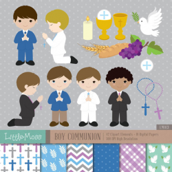 Boy First Communion Digital Clipart and Papers, Communion Boy ...
