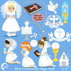 First communion clipart, Christian clipart, Bible, rosary, communion ...