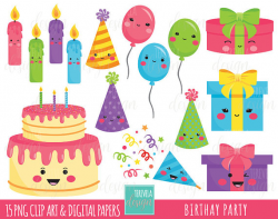 50% SALE BIRTHDAY clipart, party clipart, commercial use, kawaii ...