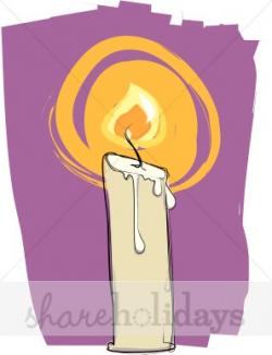 Glowing Candle with Melted Wax | Christmas Candle Clipart