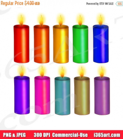 50% OFF Birthday Candles Clipart, Candles Clipart, Rainbow Candles ...