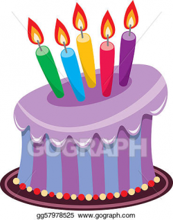 Vector Illustration - Birthday cake with burning candles. EPS ...