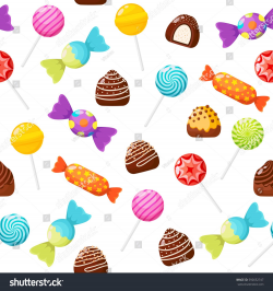 Sweet candies seamless pattern on white background. Candies ...