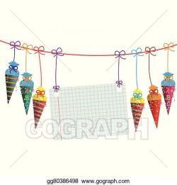 Vector Art - Hanging candy cones line checked banner. Clipart ...