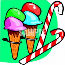 A Bunch Of Ice Cream Cones With Candy Canes - Royalty Free Clipart ...