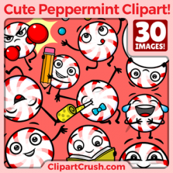Cartoon Peppermint Candy Clipart - Mini Mascot Pack! 