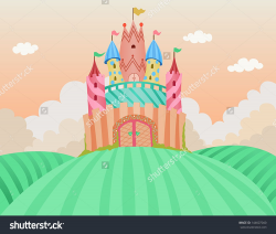 Fairy tale castle vector layered illustration. Cute, sweet, candy ...