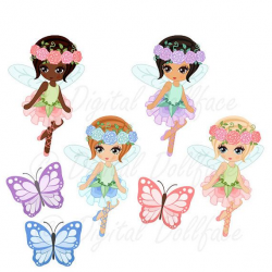 Fairy Clipart, Garden Fairies Clip Art for Fairy Birthday, Printable ...