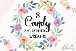 Watercolor Candy Clipart Wreaths Flower | Design Bundles