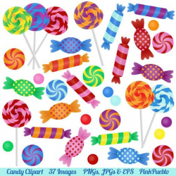 Candy Clipart Clip Art with Lollipops, Peppermints, Hard Candy and ...