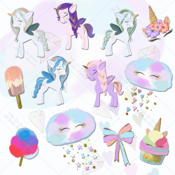 Unicorn Clipart, Unicorn Dreams, Cotton Candy Clipart, Magic Fairy ...