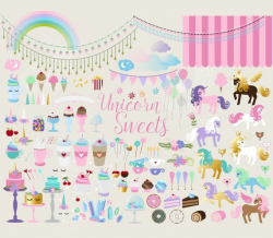 Unicorn Sweets Clipart PNG vector unicorn clip art graphics