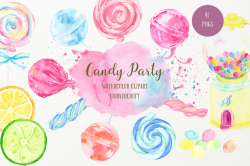 Watercolor Candy Party by Cornercroft | TheHungryJPEG.com