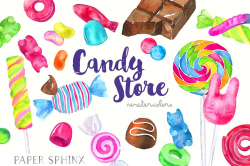 Watercolor Candy Shop Clipart ~ Illustrations ~ Creative Market