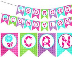 Candyland Banner, Printable Birthday Banner, Sweet Shoppe, Lollipop ...