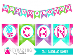 Candyland Banner, Printable Birthday Banner, Sweet Shoppe Banner ...