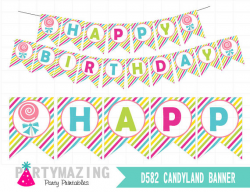 Candyland Printable Banner, DIY Candyland Decoration Banner,Candy ...