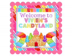 CANDY LAND welcome sign 8x8 you print 2 to choose dots