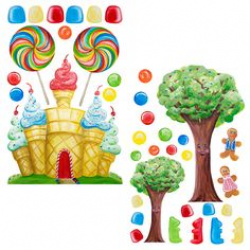 Cotton Candy Land Castle & Clouds Wall Stickers | Castle tattoo ...