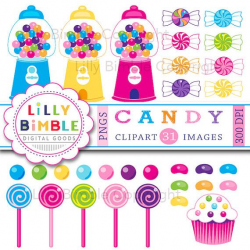 On Sale CANDY Clipart gumball machines jelly beans by LillyBimble ...