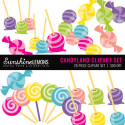 Candy Land Clipart - Candy Clipart Set - Sweet Clipart Set - Set of ...