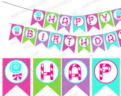 Candyland Printable Banner, DIY Happy Birthday, Decoration Banner ...