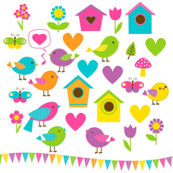 Birds Clip Art - 33 Candyland Collection Birds and Hearts Clip Art ...