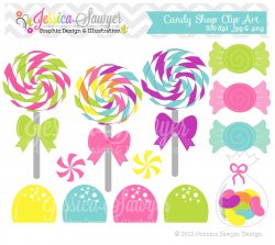 INSTANT DOWNLOAD candy shop clip art or lollipop clipart for