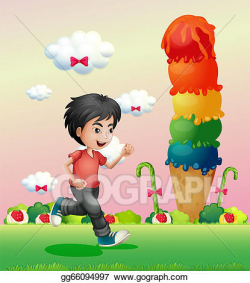 Vector Stock - A boy running in the candyland. Clipart Illustration ...