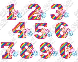 Rainbow Candy Land Full Number Font SVG Cut File Set