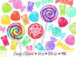 Candyland Clipart, Rainbow Candy Clip Art, Lollipop Images | Meylah