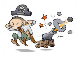 Pirate Firing A Cannon Stock Vector - FreeImages.com