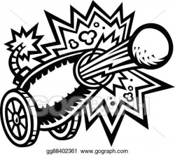 Vector Clipart - War cannon firing cannonball. Vector Illustration ...