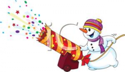 Clipart Image: A Snowman Firing a Confetti Cannon